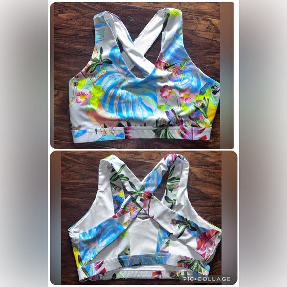 Nike Dri-Fit Criss/Cross Back Sports Bra - Floral - Large - Picture 1 of 8